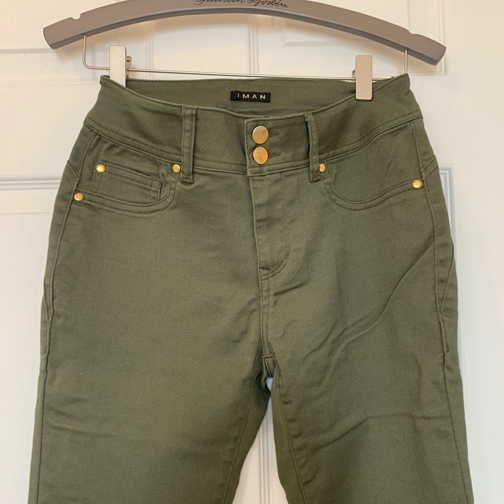 IMAN Olive Green straight leg pants - Picture 1 of 3